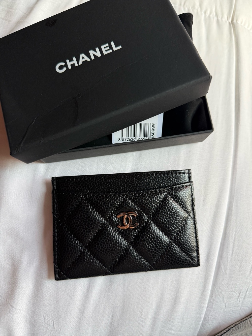 CHANEL Black Card Holder Box with Logo